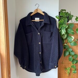 American Eagle Outfitters Dark Blue Teddy Jacket